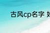 古风cp名字 好听的古风cp名字